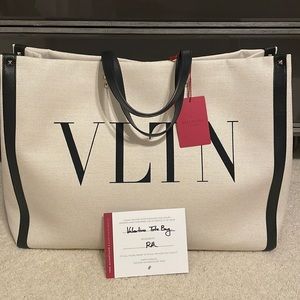 NWT Large Valentino VLTN Print Canvas Tote